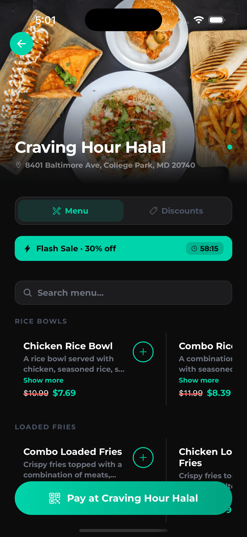 Liquid checkout screen