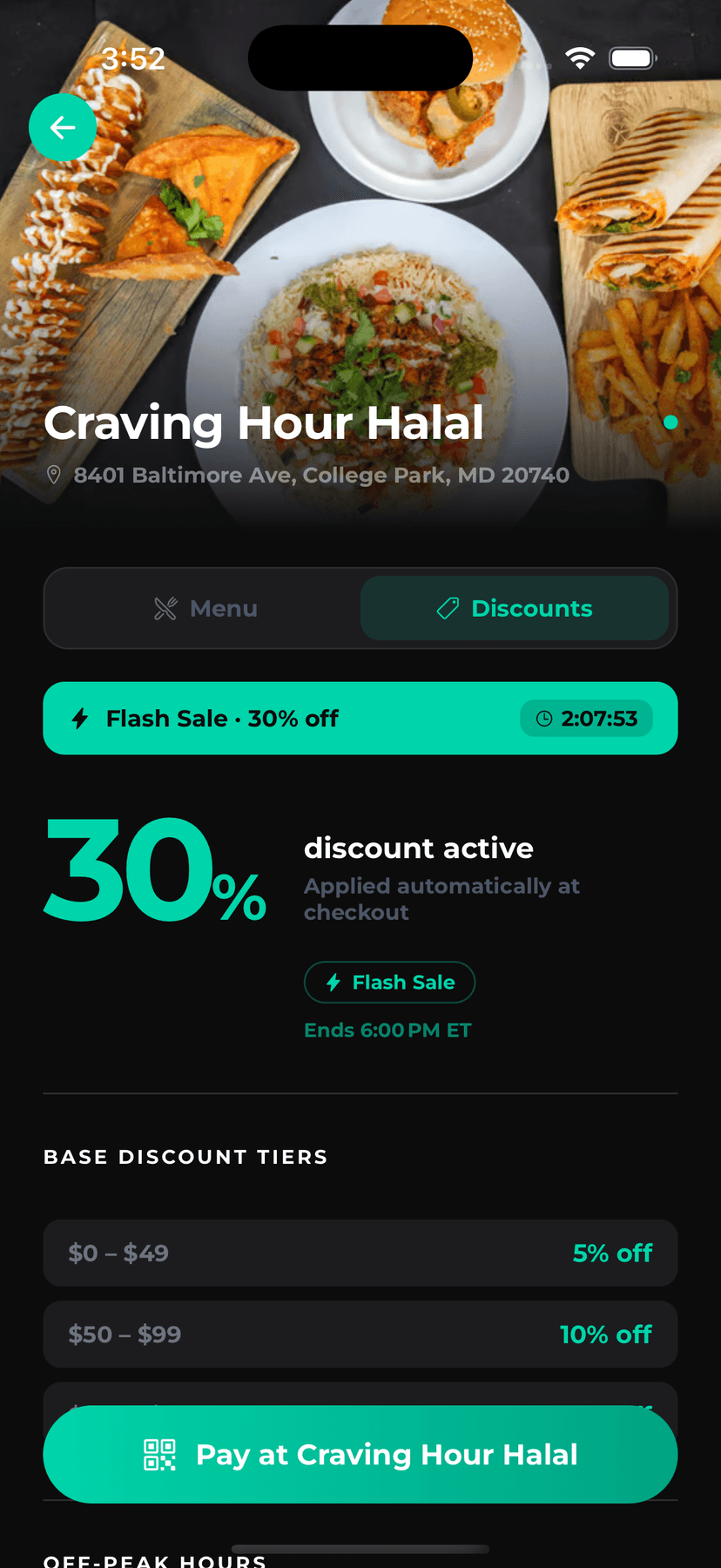 Customer view — merchant with flash sale