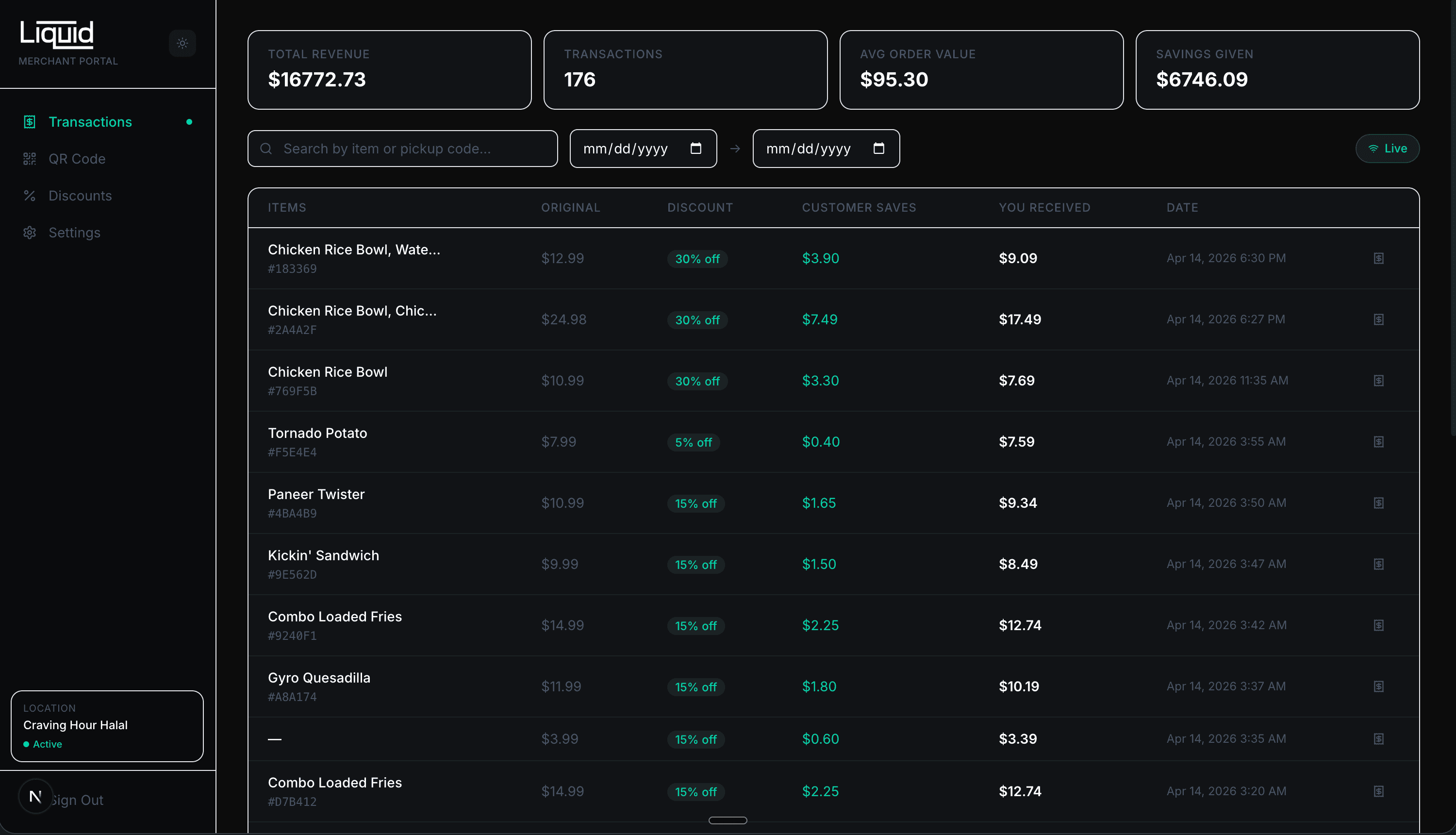 Liquid merchant portal — overview